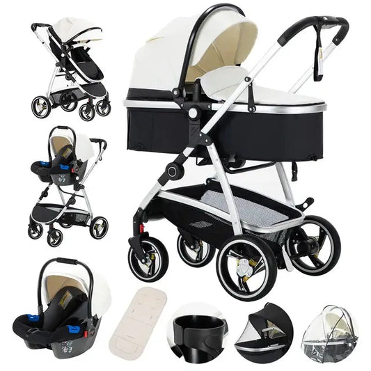 a baby stroller with all the accessories in it