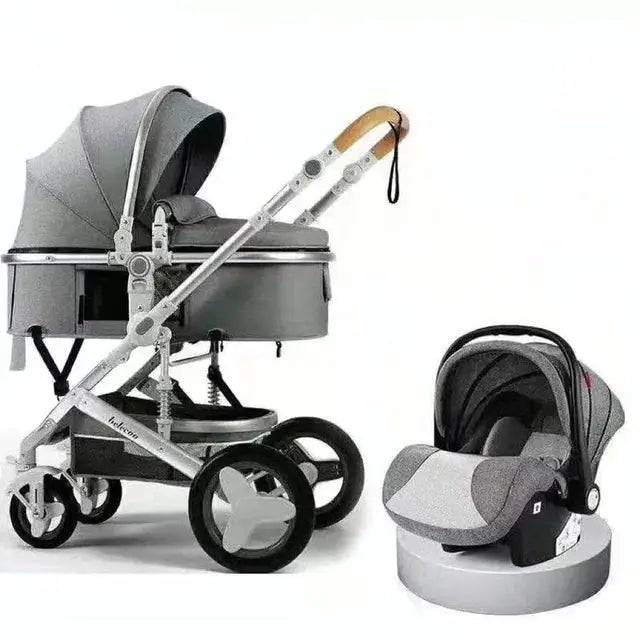 a baby stroller with a baby in it