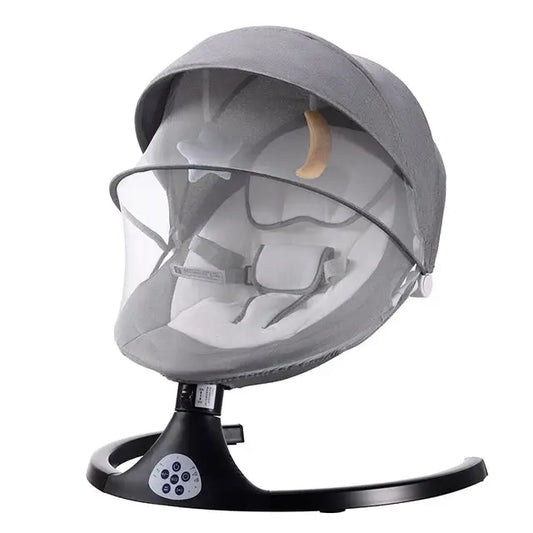 a baby seat with a helmet on top of it