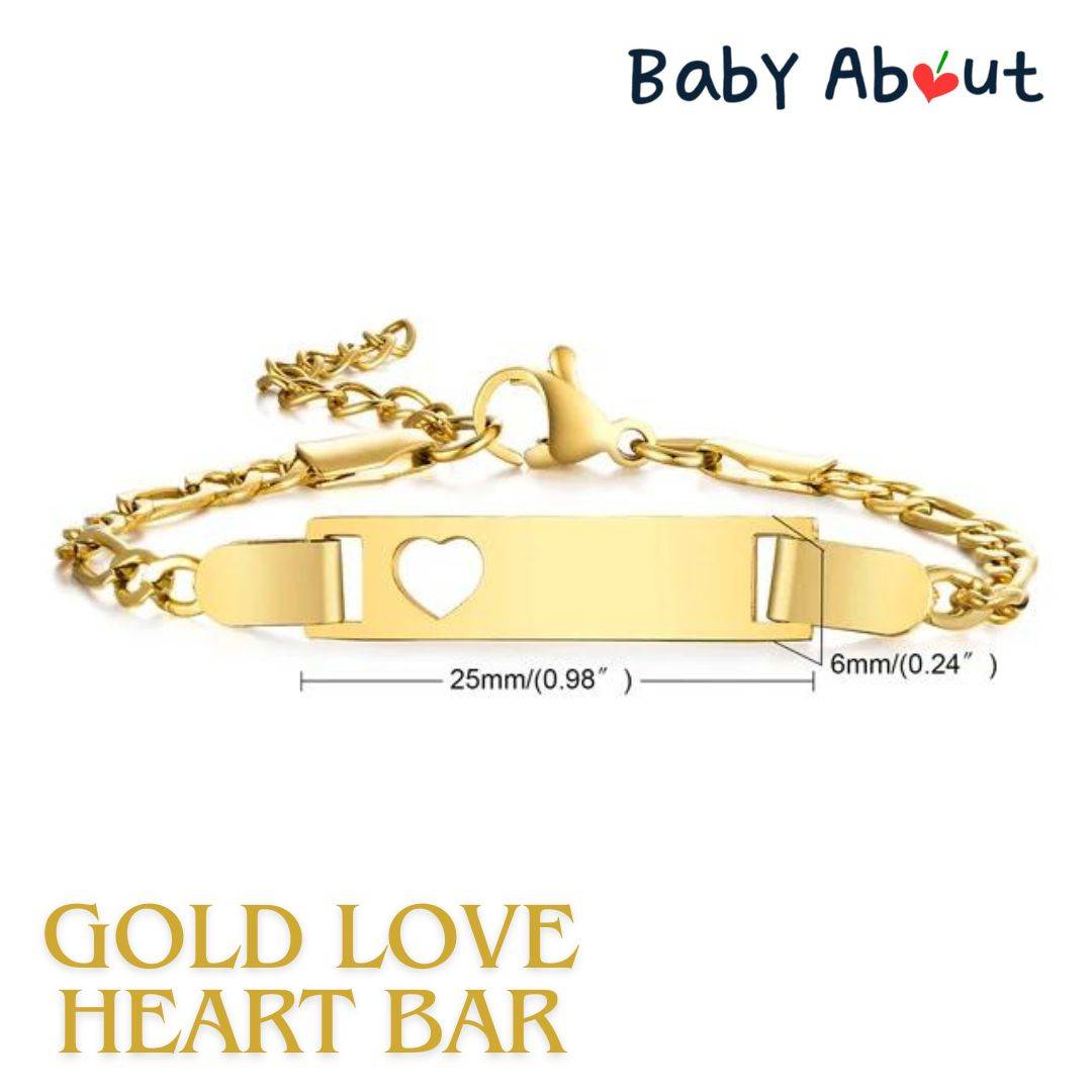 a gold bracelet with a heart on it