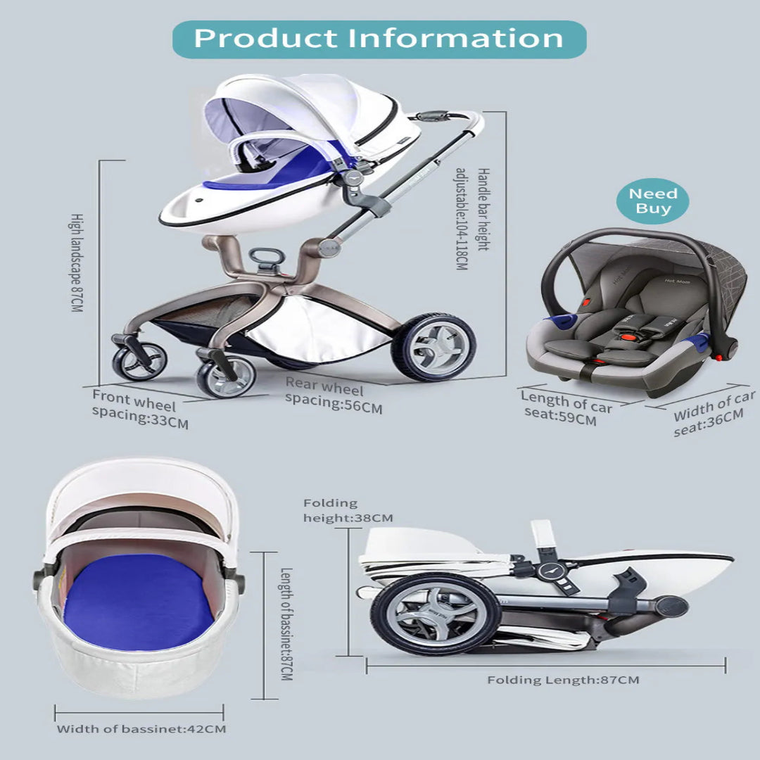 Hot Mom High Landscape 360° Rotation Pushchair Set