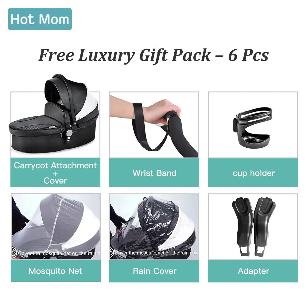 Hot Mom High Landscape 360° Rotation Pushchair Set