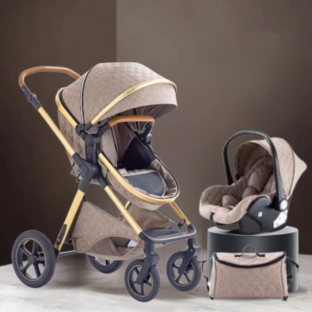 Luxury 3 In 1 Pram set Stroller Crib and Car Seat