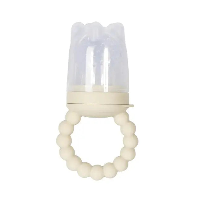 a pacifier with a white handle on a white background