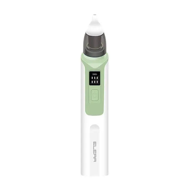 a green and white electronic device on a white background