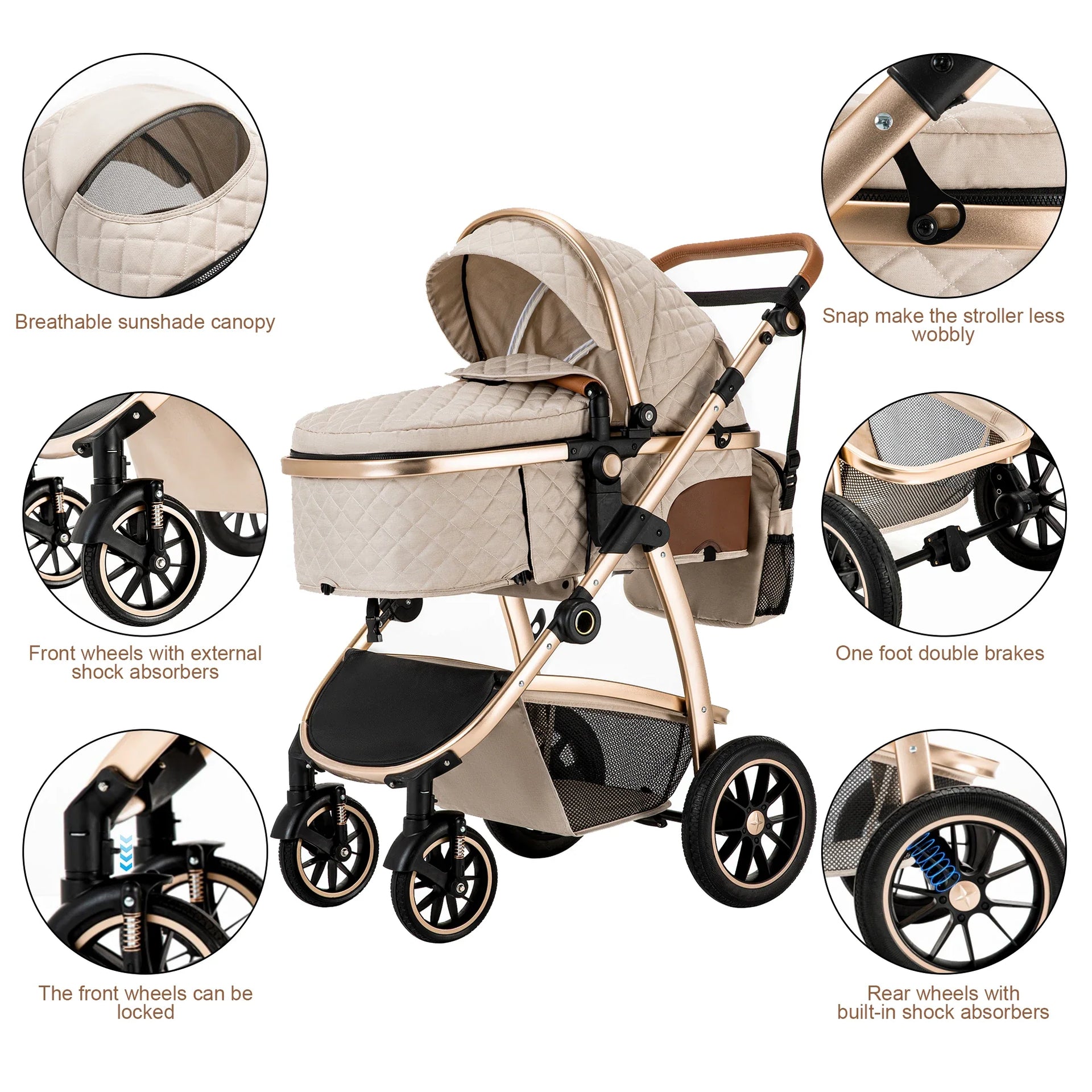 3 in 1 Luxury Pram and Multi-Functional Baby Carrier Travel Bundle