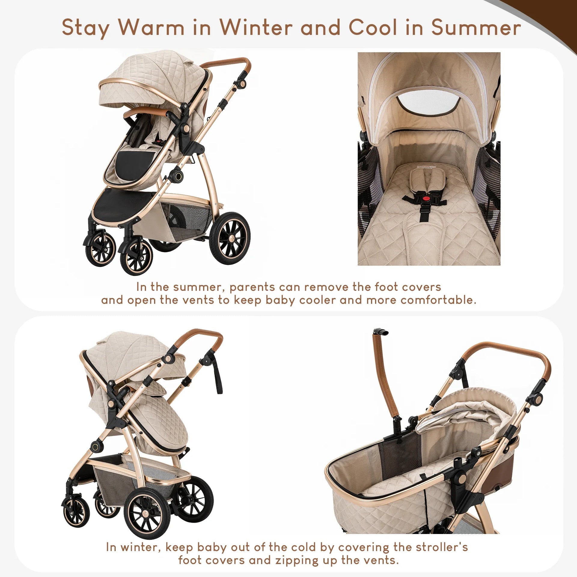 3 in 1 Luxury Pram and Multi-Functional Baby Carrier Travel Bundle