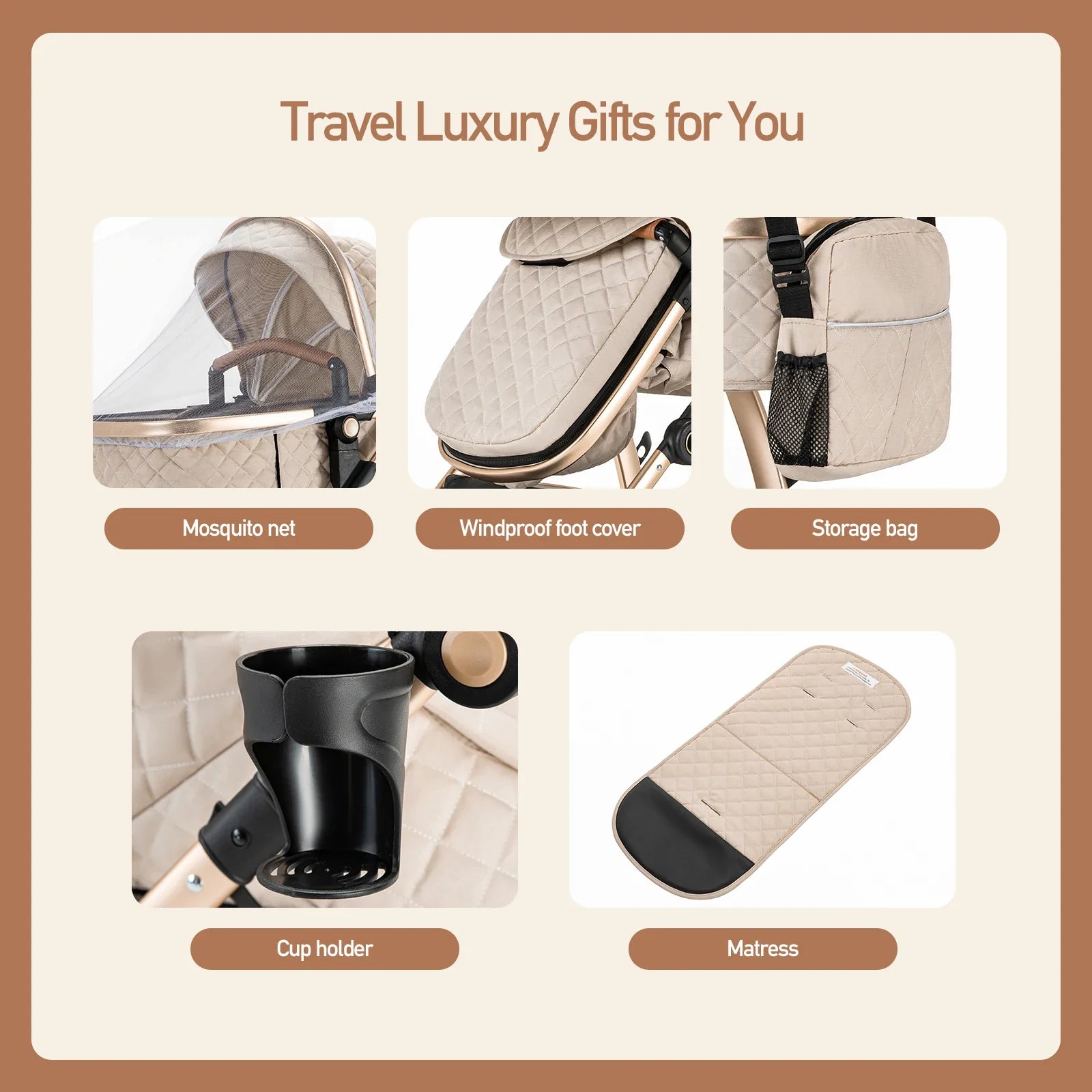 3 in 1 Luxury Pram and Multi-Functional Baby Carrier Travel Bundle