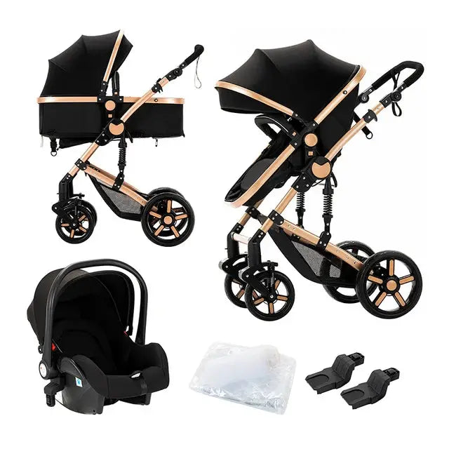 a baby stroller and car seat with accessories