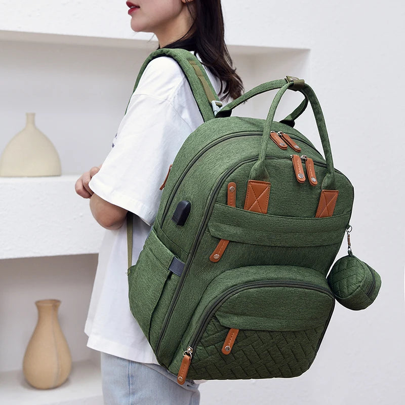 Multifunctional Diaper Bag Backpack with Changing Station