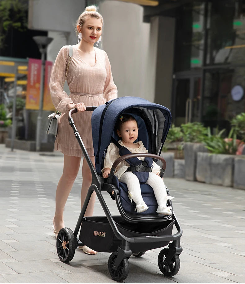 High Landscape Baby Stroller with Removable Bassinet