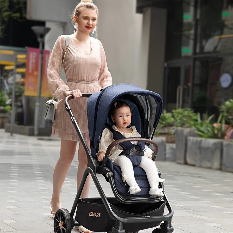 High Landscape Baby Stroller with Removable Bassinet