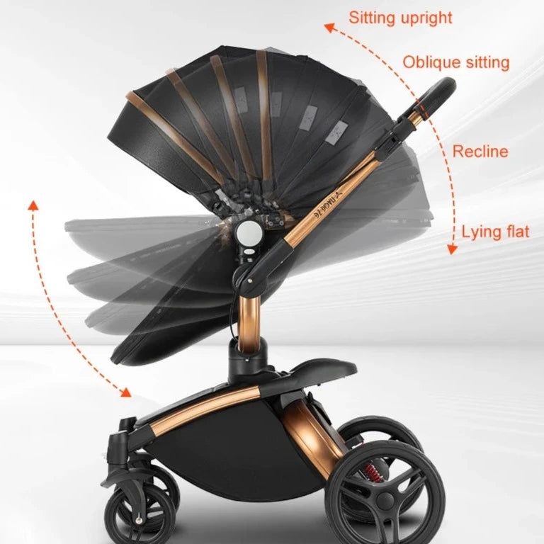 an image of a baby stroller with instructions