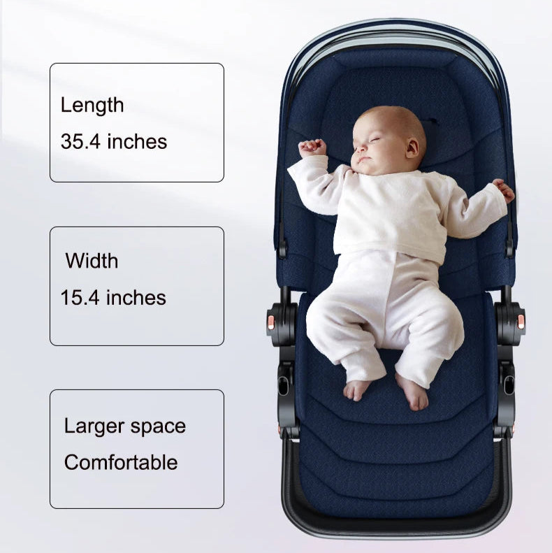 High Landscape Baby Stroller with Removable Bassinet
