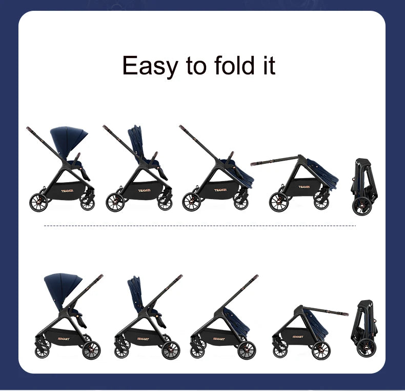 High Landscape Baby Stroller with Removable Bassinet