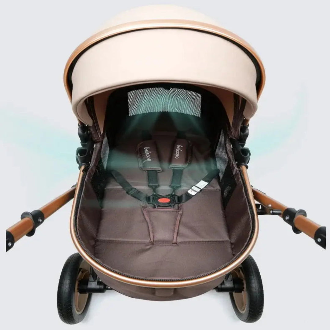 a close up of a stroller on a white background