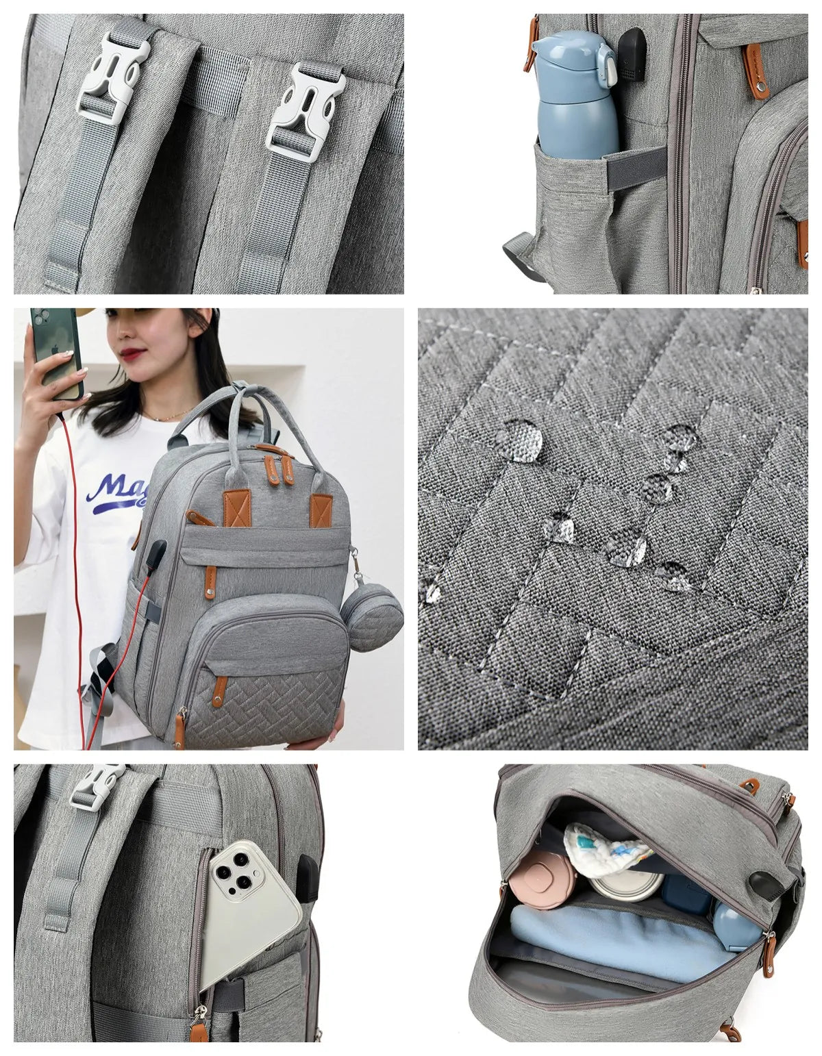Multifunctional Diaper Bag Backpack with Changing Station