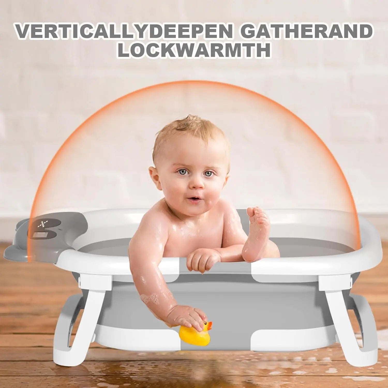 Foldable Baby Bath Tub with Cushion & Thermometer