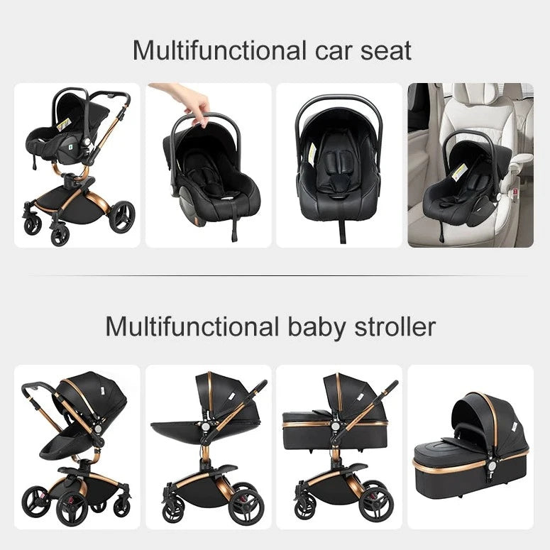 a picture of a baby stroller with instructions on how to use it