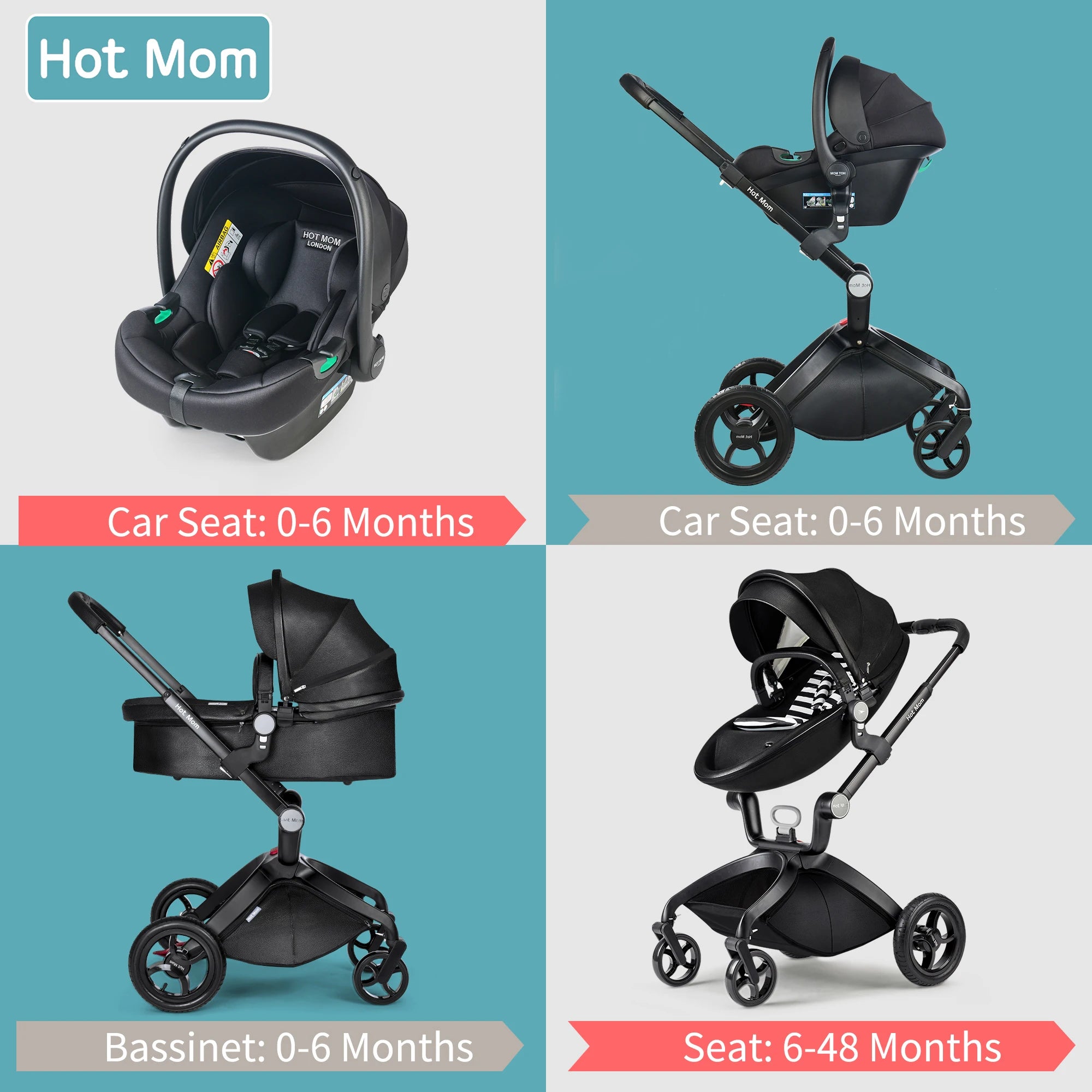 Hot Mom High Landscape 360° Rotation Pushchair Set