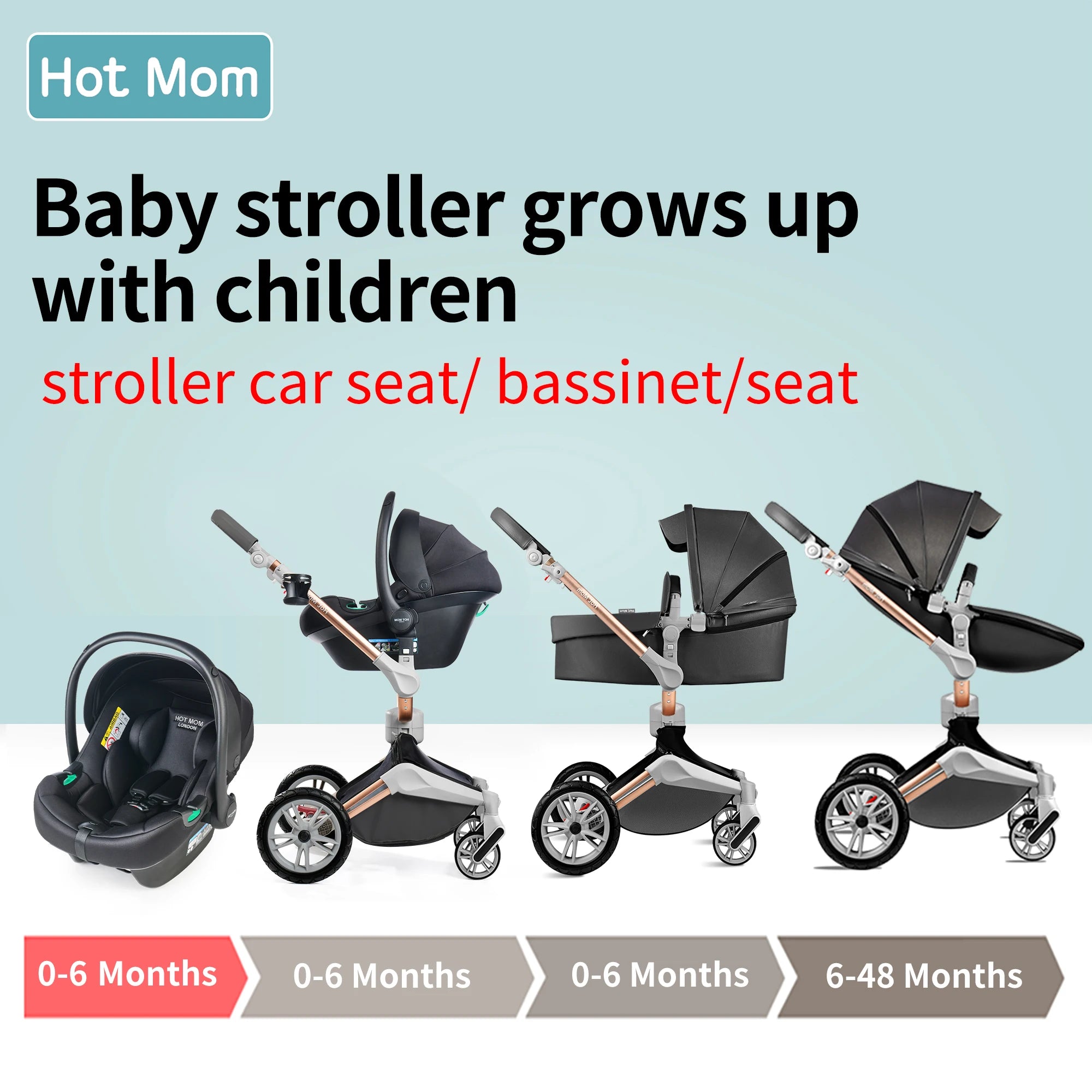 360° Rotating Hot Mom Pushchair