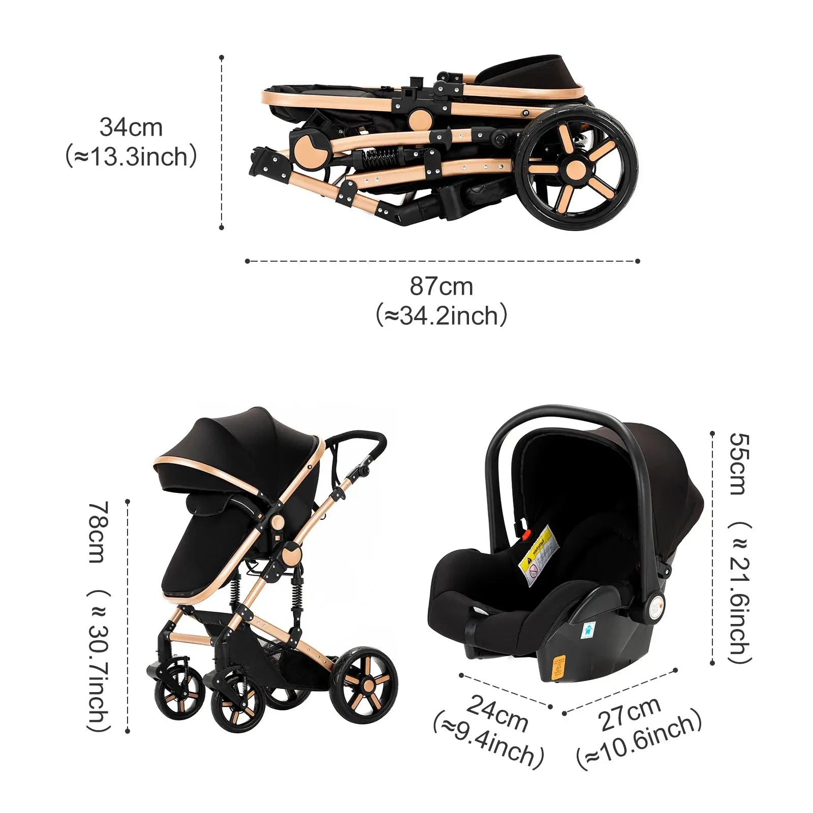 a diagram of a stroller and a baby carriage