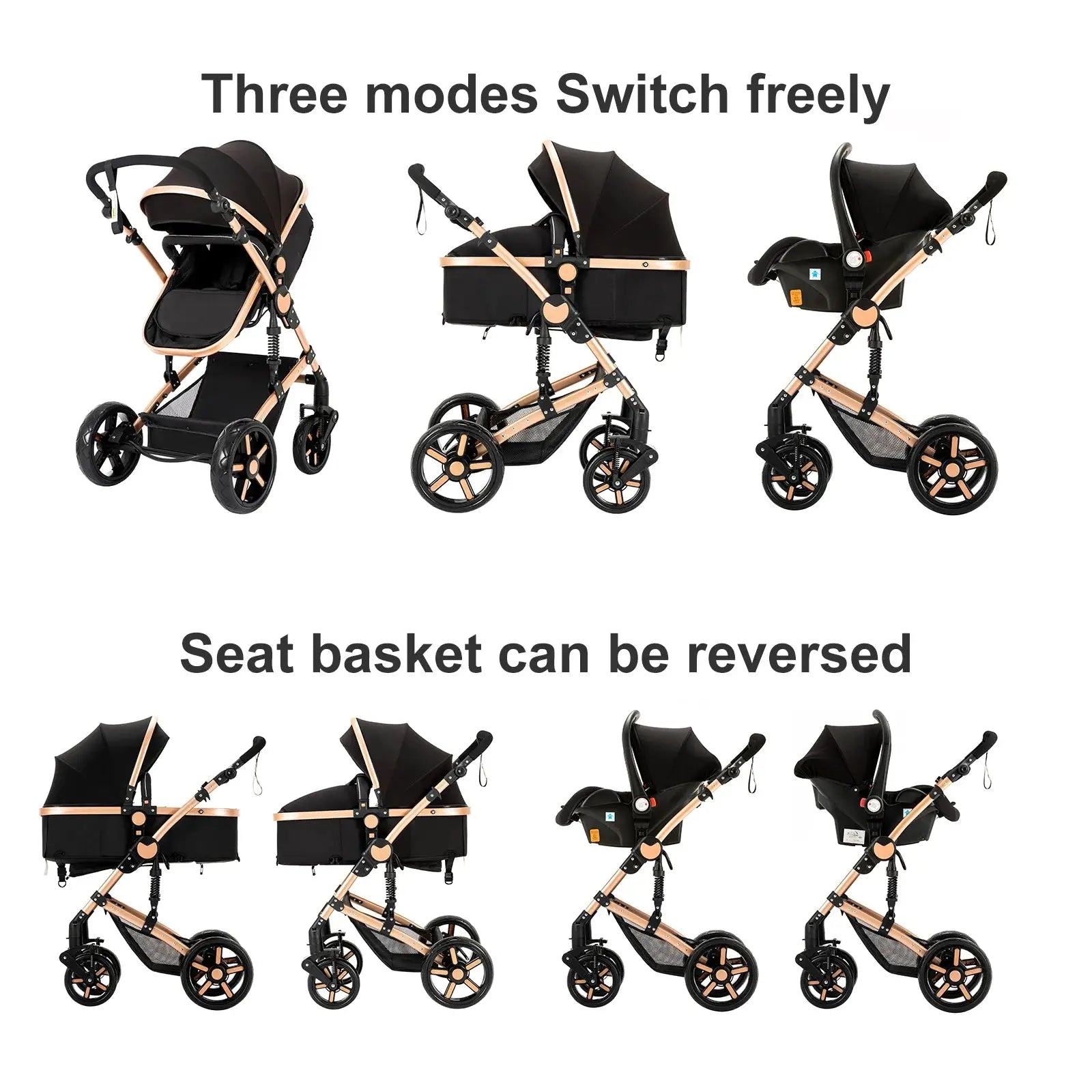 the three modes of a stroller