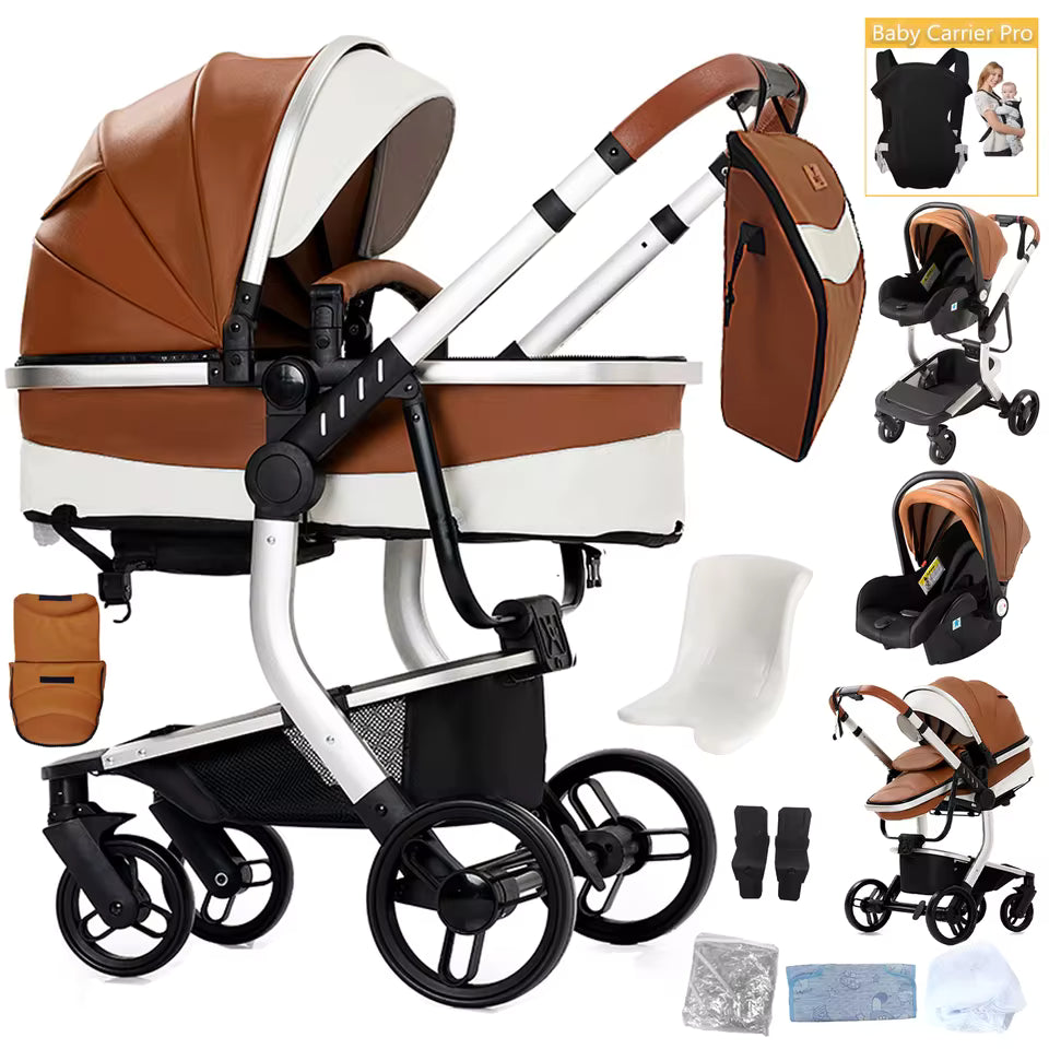 Luxury All in One Leather Pushchair Bundle