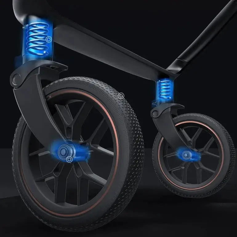 an electric scooter with a blue light on it