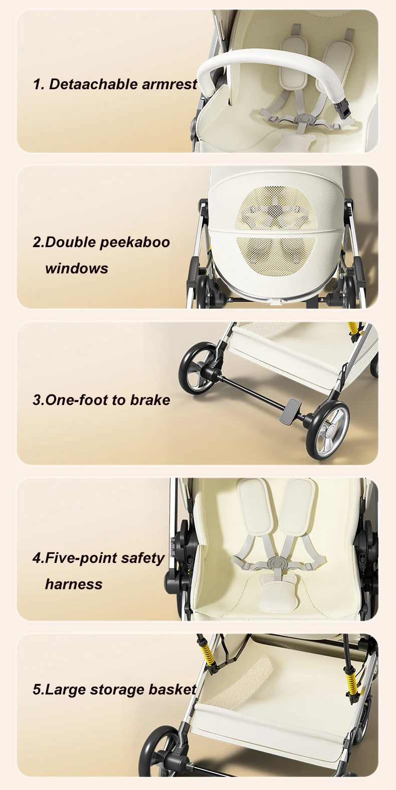 Luxurious High Landscape Baby Stroller with Egg-Shaped Seat