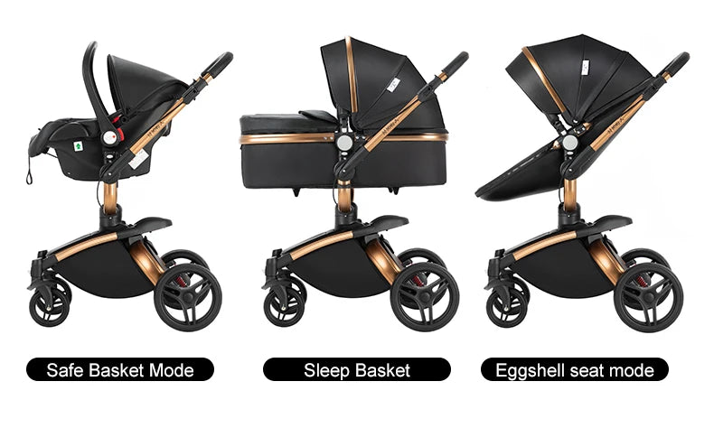 360 Swivel Premium Leather 3 In 1 Pushchair Set