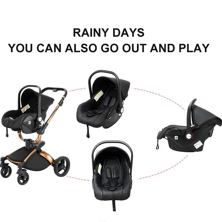360 Degree Swivel Premium Leather Pushchair Set 3 in 1 BabyAbout