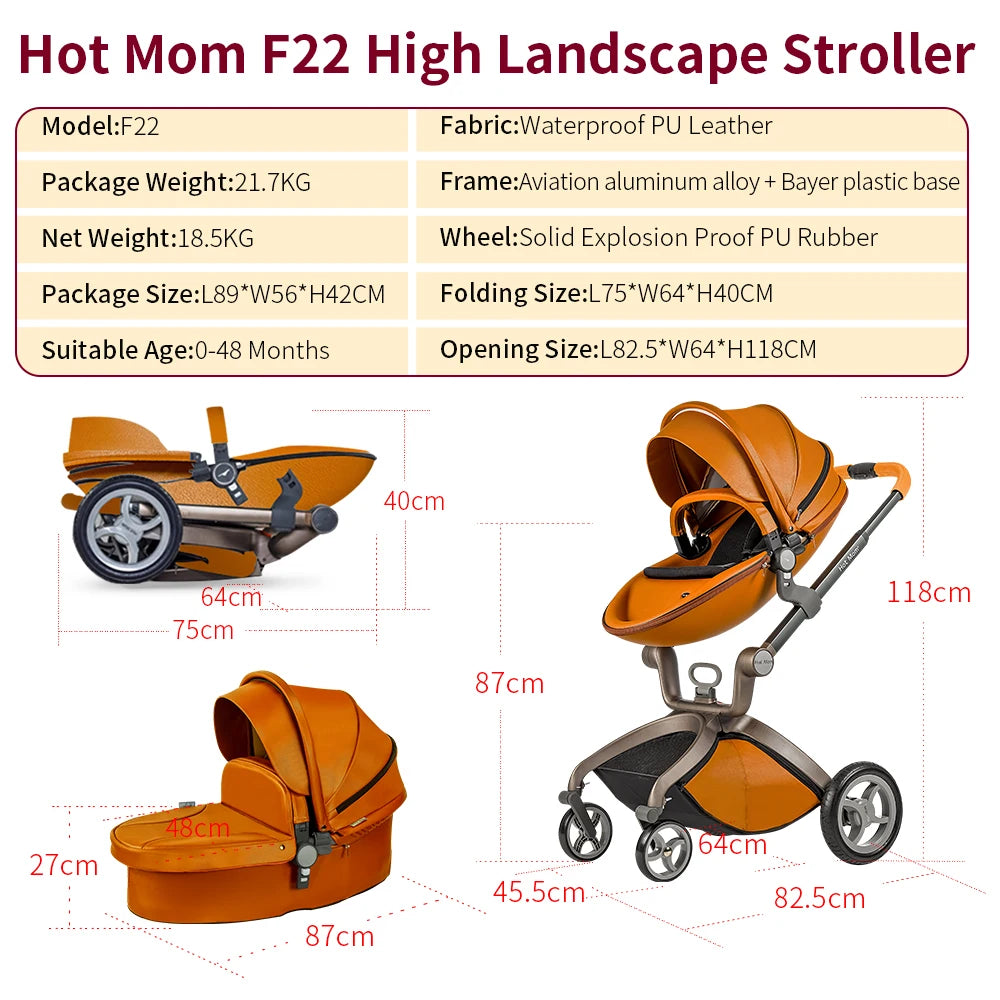 Hot Mom High Landscape 360° Rotation Pushchair Set
