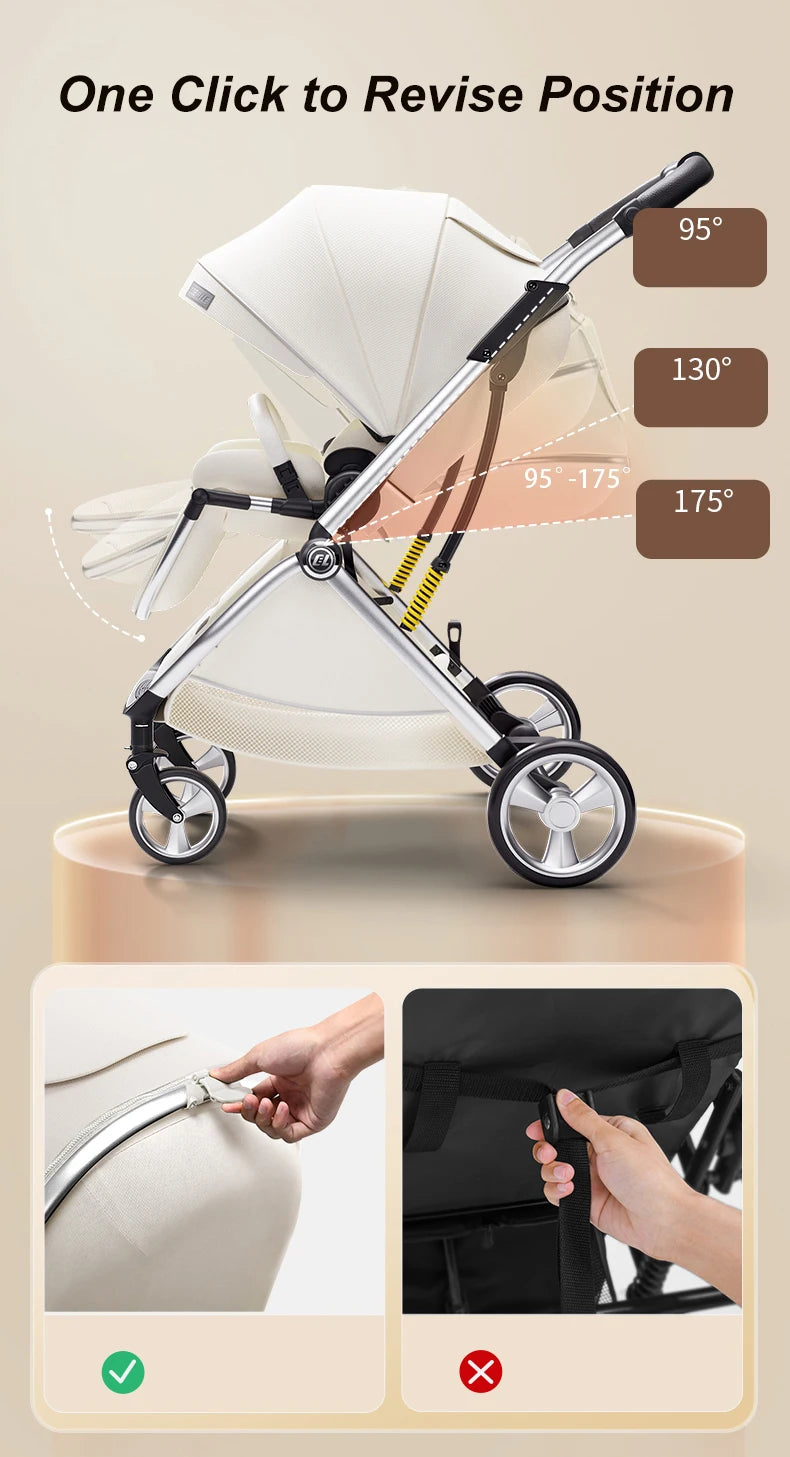 Luxurious High Landscape Baby Stroller with Egg-Shaped Seat