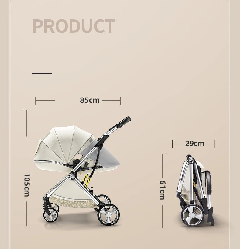 Luxurious High Landscape Baby Stroller with Egg-Shaped Seat