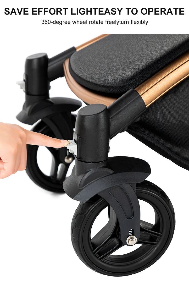 a hand pushing a wheel with a black seat