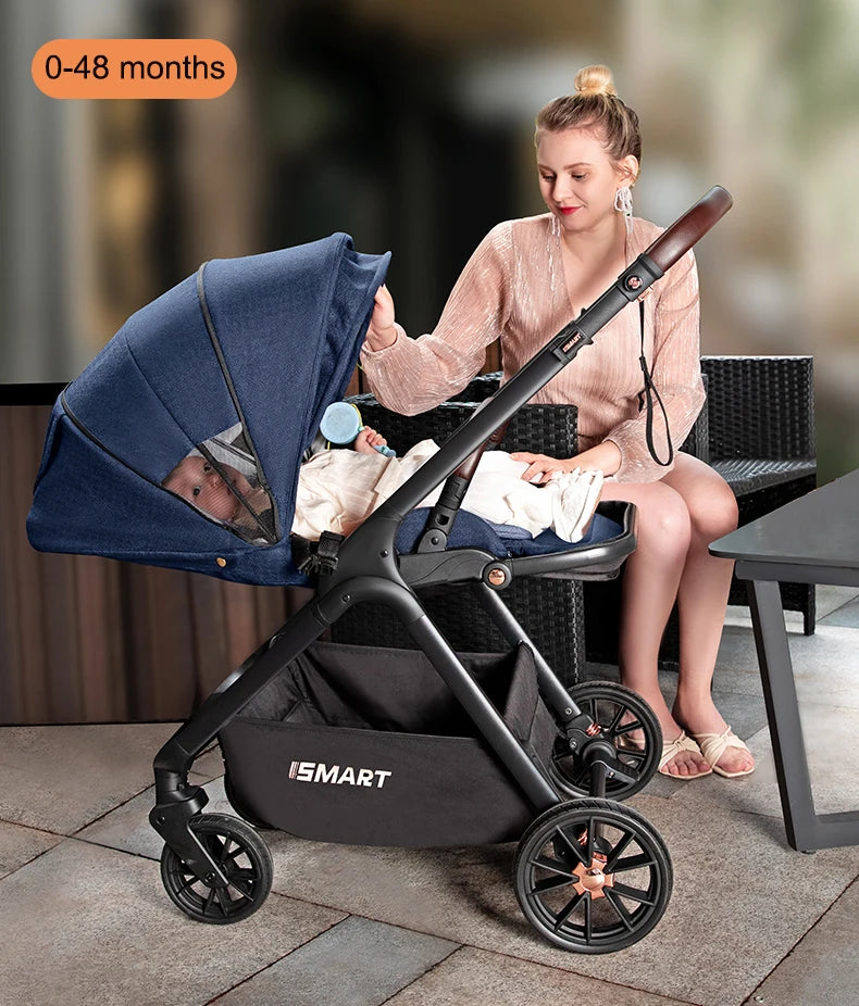 High Landscape Baby Stroller with Removable Bassinet