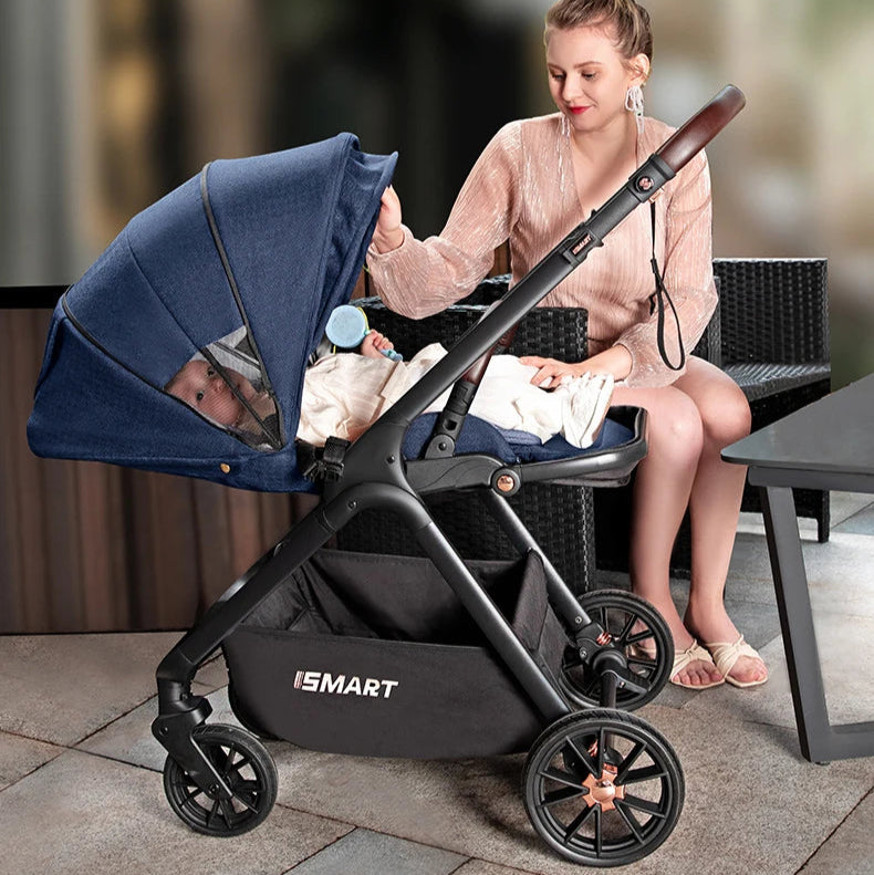 High Landscape Baby Stroller with Removable Bassinet