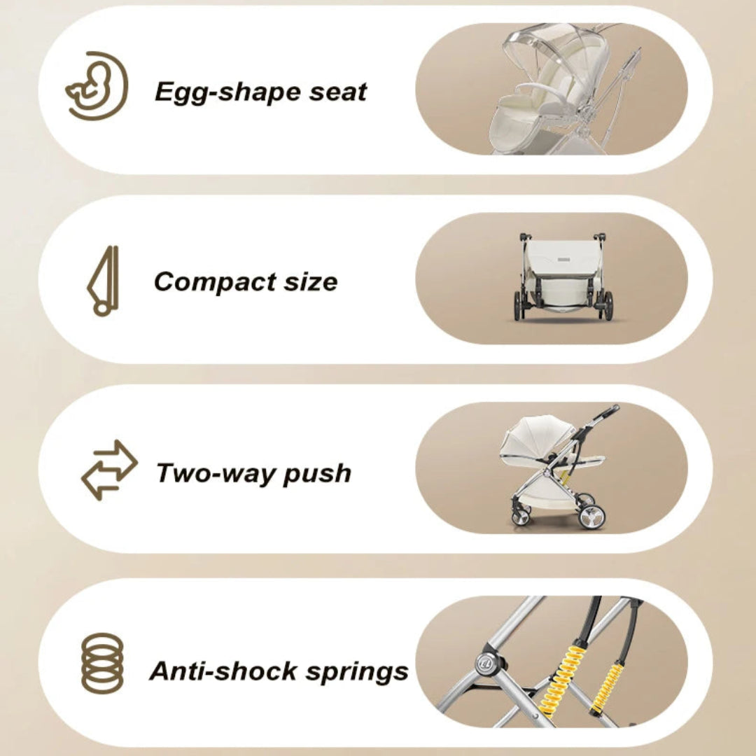 Luxurious High Landscape Baby Stroller with Egg-Shaped Seat
