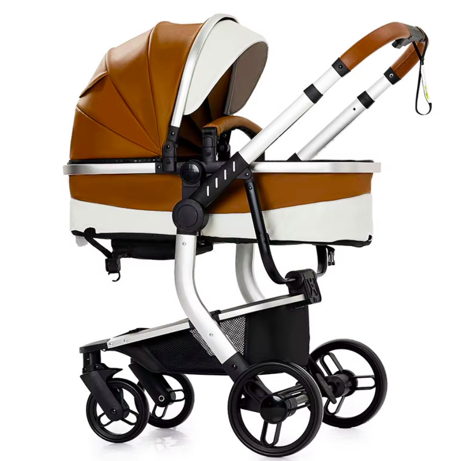 2024 Luxury 3 In 1 Leather Pushchair Set With Car Seat