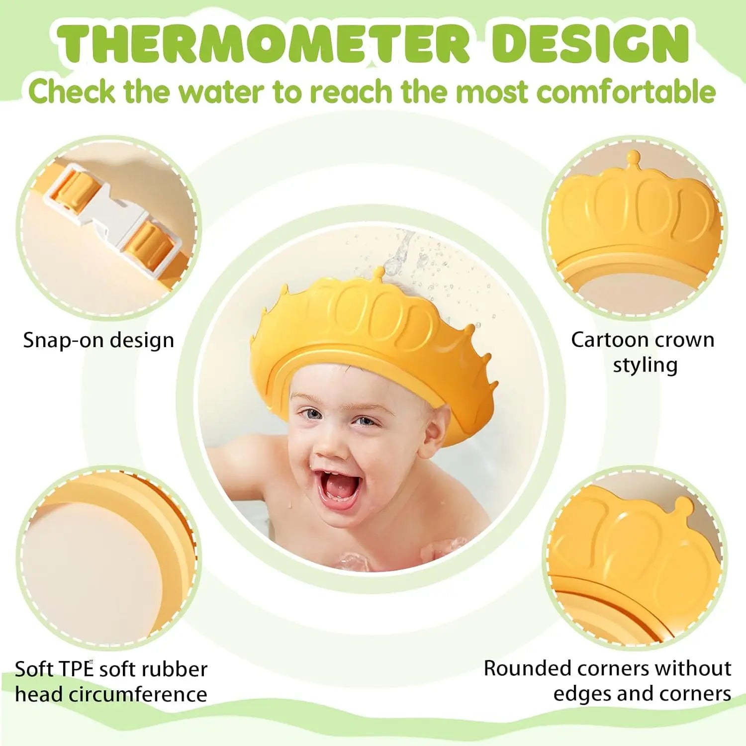 Foldable Baby Bath Tub with Cushion & Thermometer