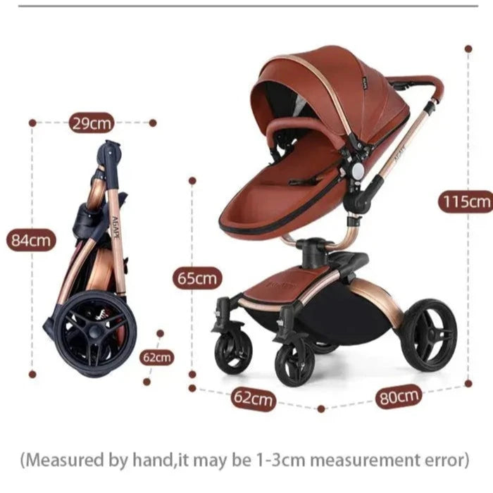 a baby stroller is shown with measurements