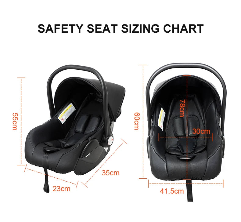 the safety seat size chart for a child's car seat