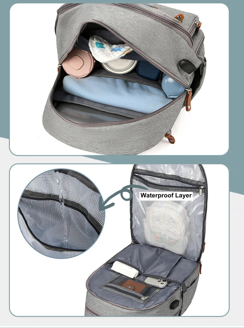 Multifunctional Diaper Bag Backpack with Changing Station