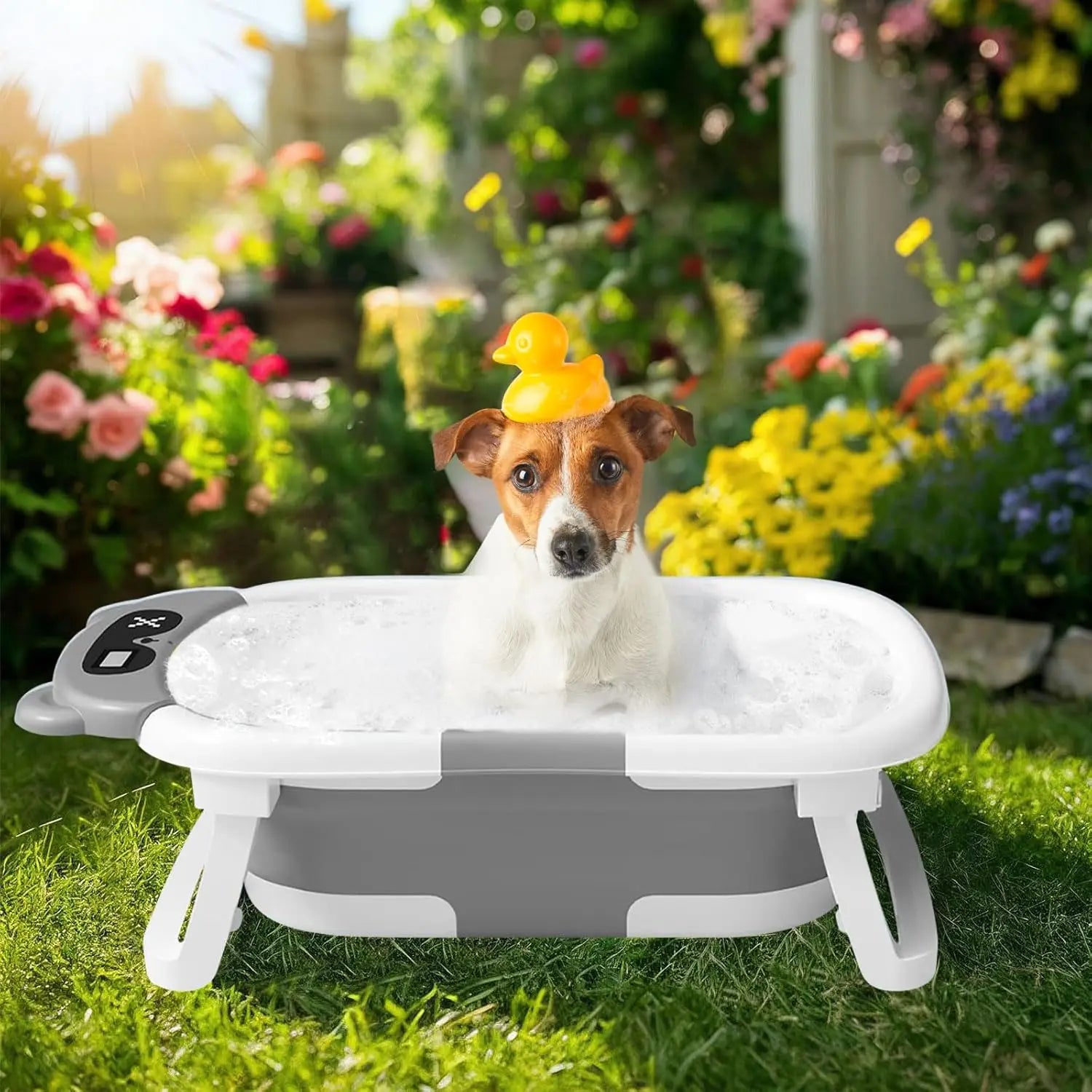 Foldable Baby Bath Tub with Cushion & Thermometer