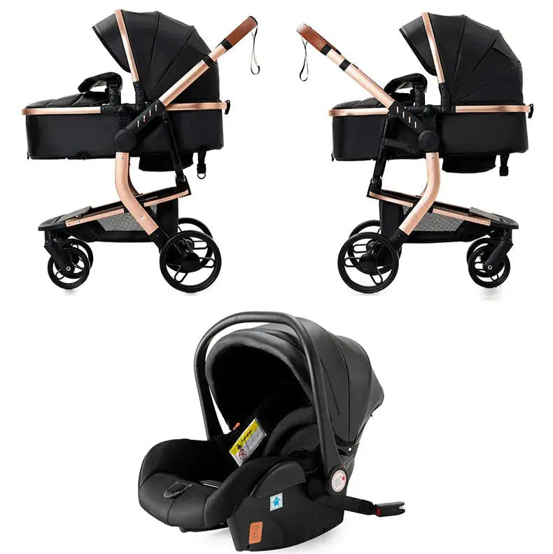 a baby stroller with a baby carriage attached to it