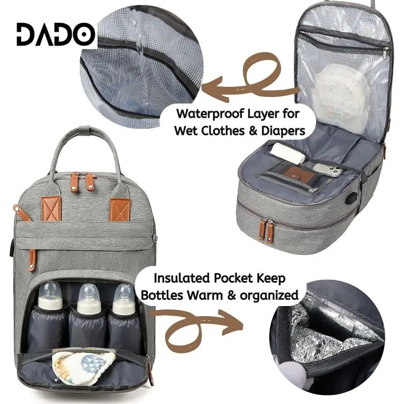 Multifunctional Diaper Bag Backpack with Changing Station