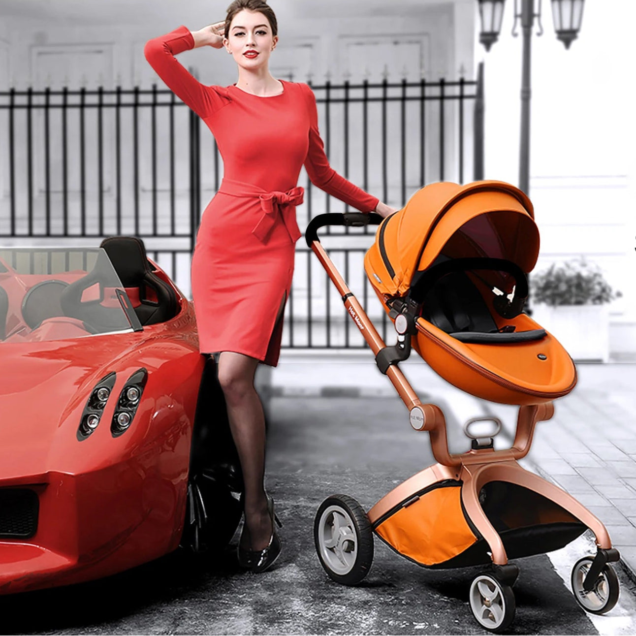 Hot Mom High Landscape 360° Rotation Pushchair Set