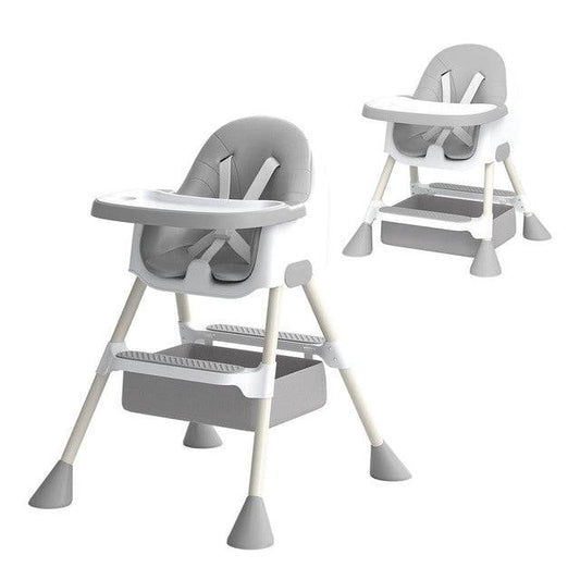 a baby high chair with two legs and a tray