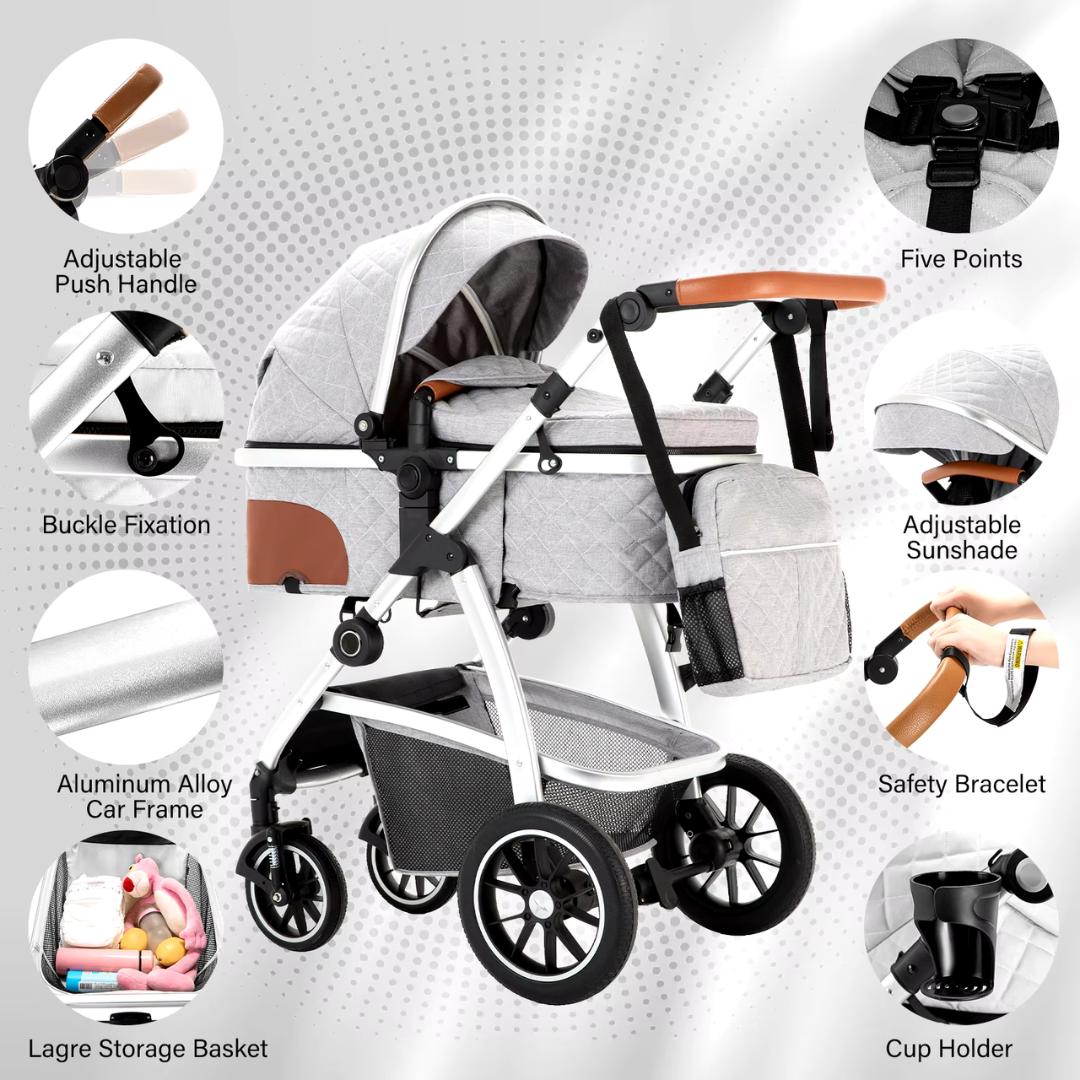 2024 Luxury 3 in 1 Pram and Car Seat Bundle Baby About